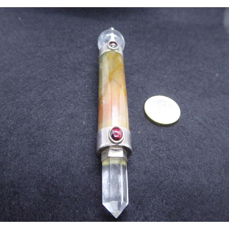 Baguette d energie en agate et cristal de roche